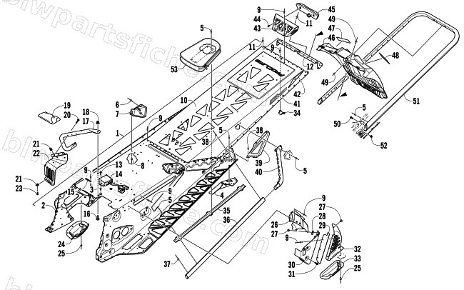 TUNNEL, REAR BUMPER, AND SNOWFLAP ASSEMBLY diagram