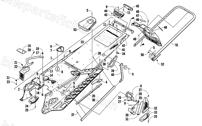 TUNNEL, REAR BUMPER, AND SNOWFLAP ASSEMBLY diagram