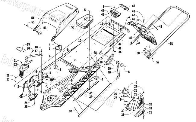 TUNNEL, REAR BUMPER, AND SNOWFLAP ASSEMBLY diagram