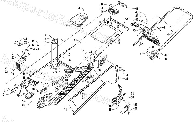 TUNNEL, REAR BUMPER, AND SNOWFLAP ASSEMBLY diagram