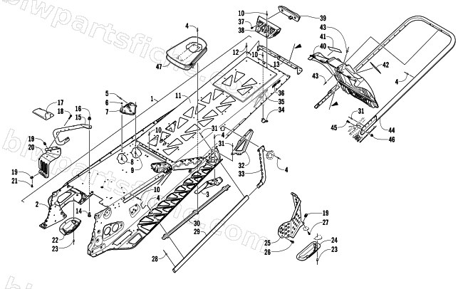 TUNNEL, REAR BUMPER, AND SNOWFLAP ASSEMBLY diagram