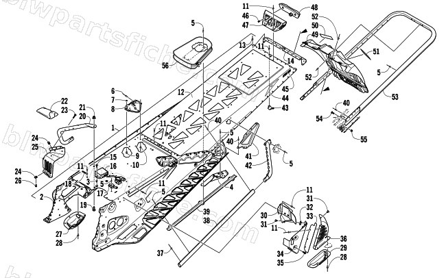 TUNNEL, REAR BUMPER, AND SNOWFLAP ASSEMBLY diagram