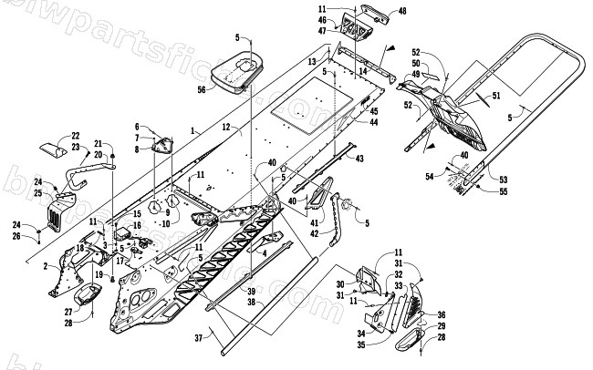 TUNNEL, REAR BUMPER, AND SNOWFLAP ASSEMBLY diagram