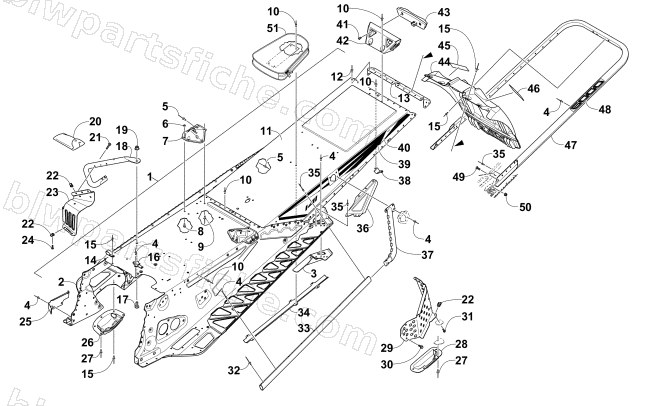 TUNNEL, REAR BUMPER, AND SNOWFLAP ASSEMBLY  (OS) diagram