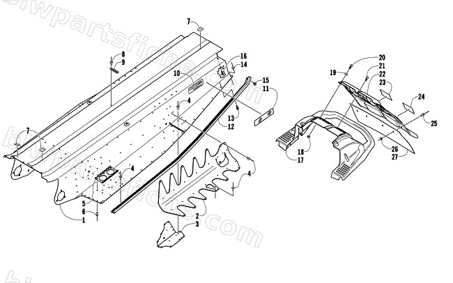 TUNNEL, REAR BUMPER, AND TAILLIGHT ASSEMBLIES diagram
