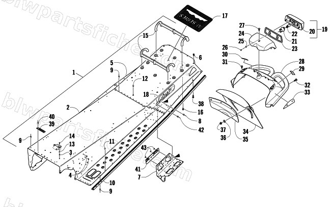 TUNNEL, REAR BUMPER, AND TAILLIGHT ASSEMBLY diagram