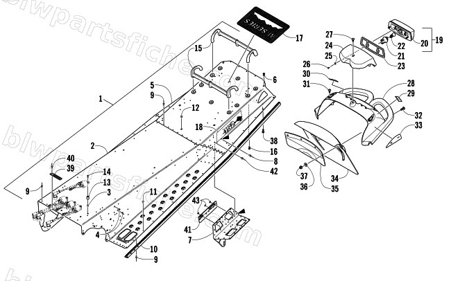 TUNNEL, REAR BUMPER, AND TAILLIGHT ASSEMBLY diagram