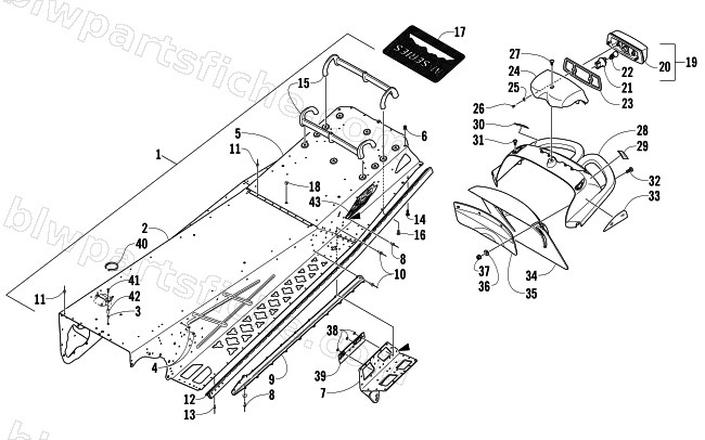TUNNEL, REAR BUMPER, AND TAILLIGHT ASSEMBLY diagram