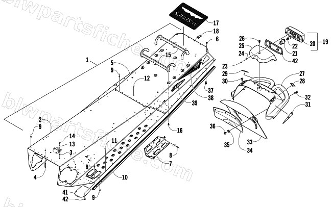 TUNNEL, REAR BUMPER, AND TAILLIGHT ASSEMBLY diagram