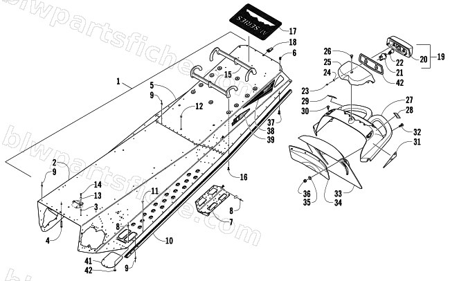 TUNNEL, REAR BUMPER, AND TAILLIGHT ASSEMBLY diagram