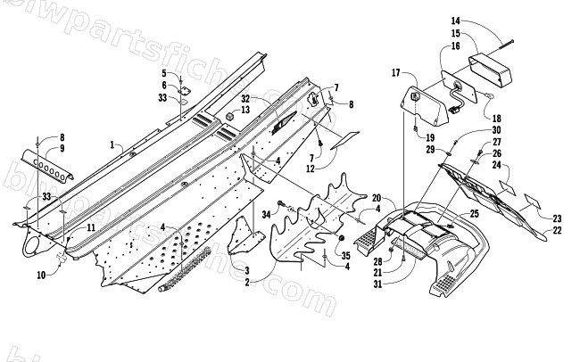 TUNNEL, REAR BUMPER, AND TAILLIGHT ASSEMBLY diagram