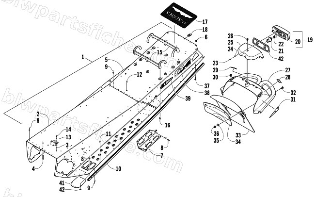 TUNNEL, REAR BUMPER, AND TAILLIGHT ASSEMBLY diagram