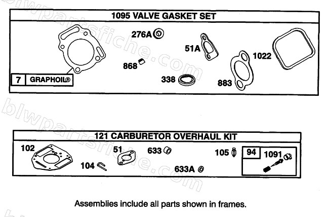 VALVE GASKET SET AND CARBURETOR OVERHAUL KIT diagram