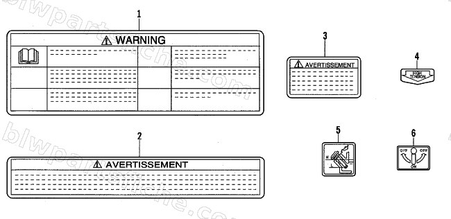 WARNING DECALS (S/N SV233-100001 & Up) diagram