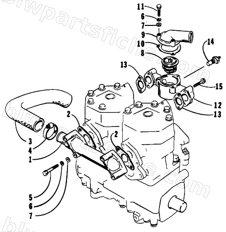 WATER INTAKE AND THERMOSTAT MANIFOLDS diagram
