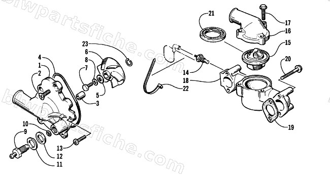 WATER PUMP AND THERMOSTAT diagram