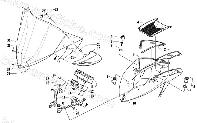 WINDSHIELD AND INSTRUMENTS ASSEMBLIES diagram