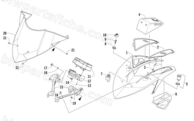WINDSHIELD AND INSTRUMENTS ASSEMBLIES diagram