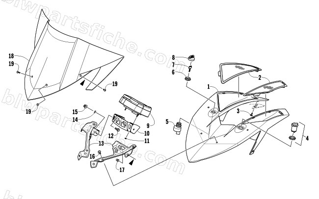 WINDSHIELD AND INSTRUMENTS ASSEMBLIES diagram
