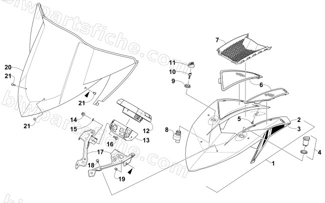 WINDSHIELD AND INSTRUMENTS ASSEMBLIES diagram