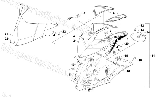 WINDSHIELD AND INSTRUMENTS ASSEMBLIES diagram