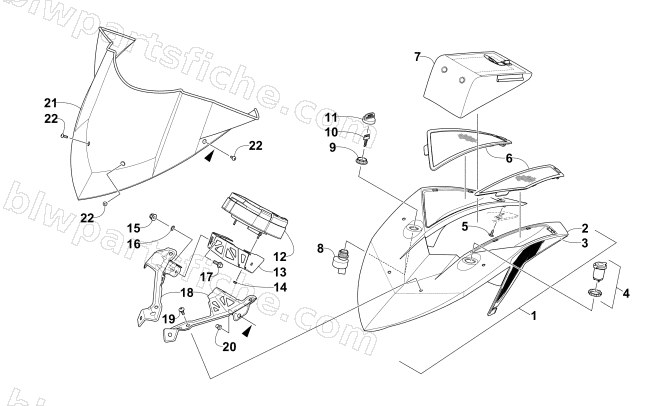 WINDSHIELD AND INSTRUMENTS ASSEMBLIES diagram