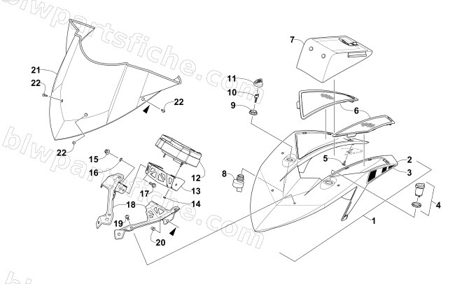 WINDSHIELD AND INSTRUMENTS ASSEMBLIES diagram