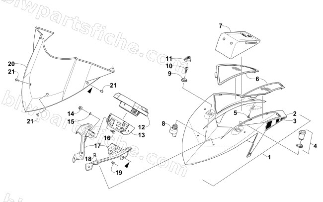 WINDSHIELD AND INSTRUMENTS ASSEMBLIES diagram