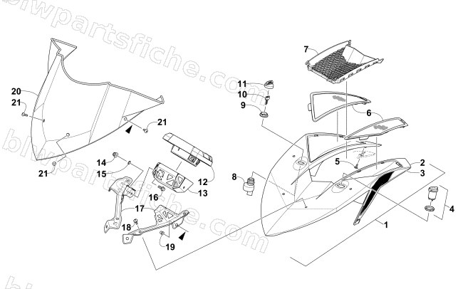 WINDSHIELD AND INSTRUMENTS ASSEMBLIES diagram