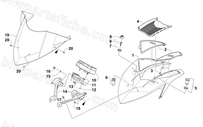 WINDSHIELD AND INSTRUMENTS ASSEMBLIES diagram