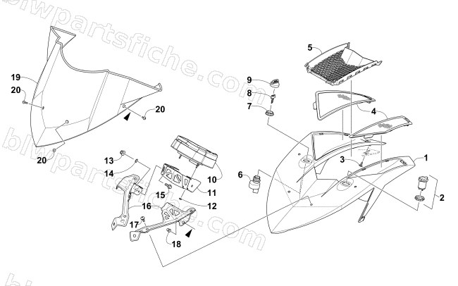 WINDSHIELD AND INSTRUMENTS ASSEMBLIES diagram