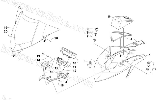 WINDSHIELD AND INSTRUMENTS ASSEMBLIES diagram