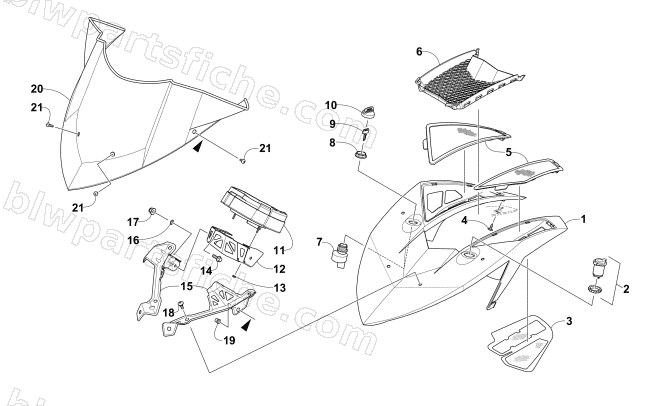 WINDSHIELD AND INSTRUMENTS ASSEMBLIES diagram