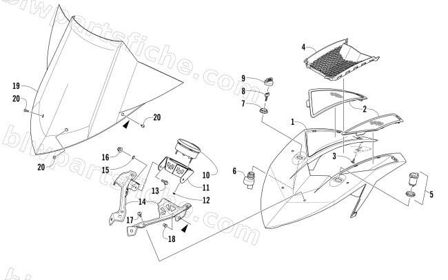 WINDSHIELD AND INSTRUMENTS ASSEMBLIES diagram