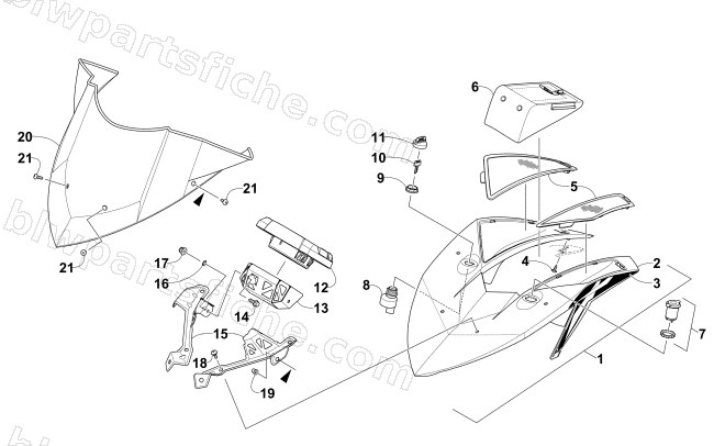 WINDSHIELD AND INSTRUMENTS ASSEMBLIES diagram