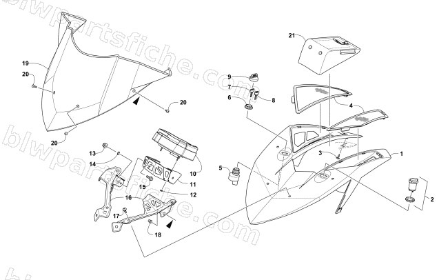 WINDSHIELD AND INSTRUMENTS ASSEMBLIES diagram