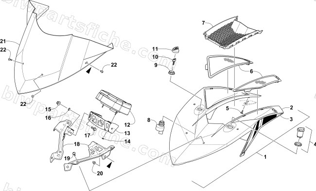WINDSHIELD AND INSTRUMENTS ASSEMBLIES diagram