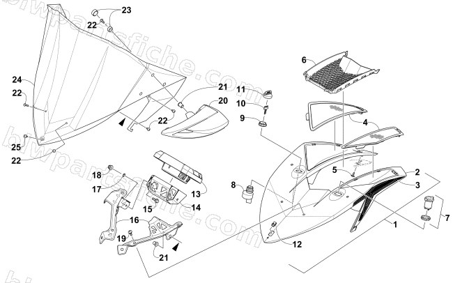 WINDSHIELD AND INSTRUMENTS ASSEMBLIES diagram