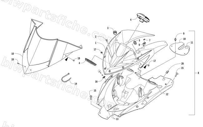 WINDSHIELD AND INSTRUMENTS ASSEMBLIES diagram