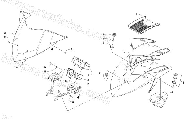 WINDSHIELD AND INSTRUMENTS ASSEMBLIES diagram
