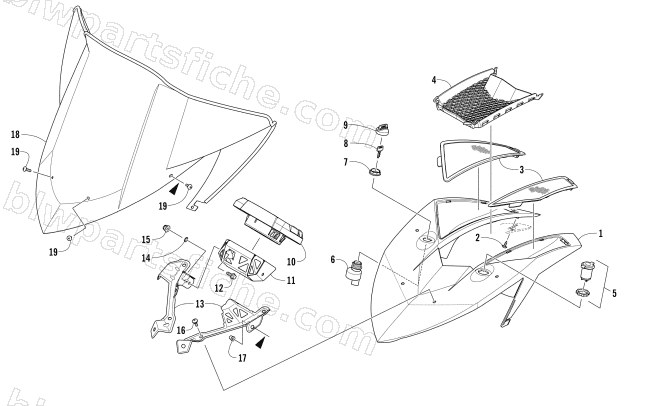 WINDSHIELD AND INSTRUMENTS ASSEMBLIES diagram