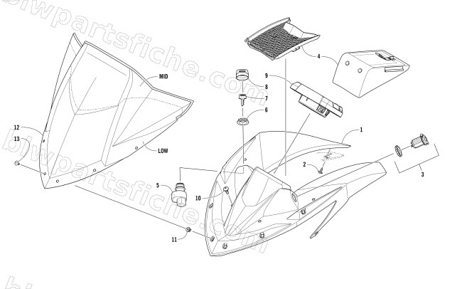 WINDSHIELD AND INSTRUMENTS ASSEMBLIES diagram