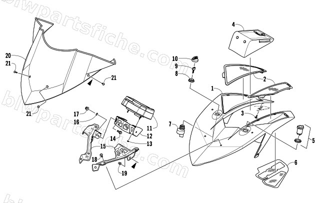 WINDSHIELD AND INSTRUMENTS ASSEMBLIES diagram