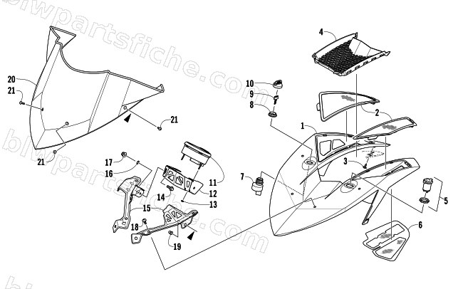 WINDSHIELD AND INSTRUMENTS ASSEMBLIES diagram
