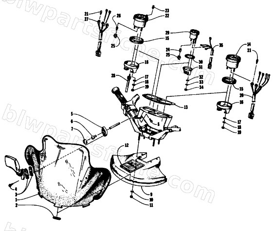 WINDSHIELD, FAIRING, AND INSTRUMENTS diagram
