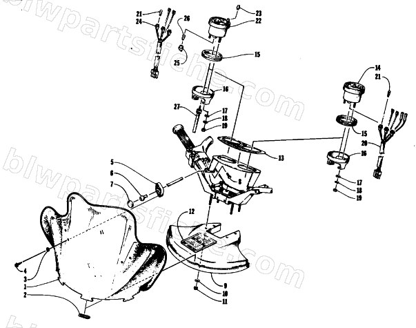 WINDSHIELD, FAIRING, AND INSTRUMENTS diagram